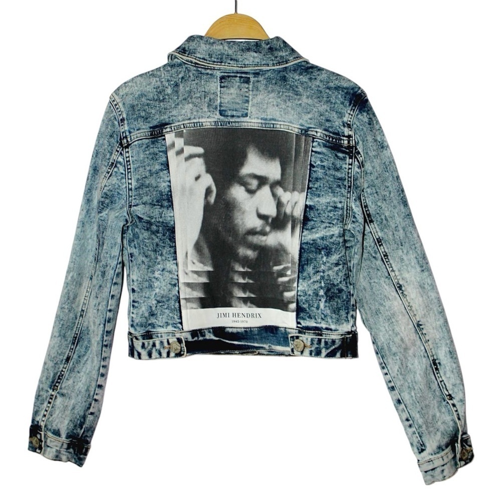 Iconic Rock Jimmy Hendrix Custom Denim Jacket - S/M - Sexy Party Cocktail - Madz - Picture 6 of 17